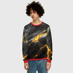 Свитшот мужской Серая текстура с золотым разломом, цвет: 3D-красный — фото 2