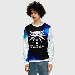 Свитшот мужской Ведьмак лого синие краски, цвет: 3D-белый — фото 2