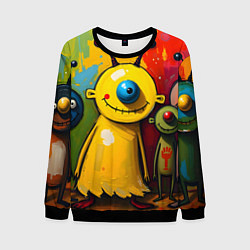 Свитшот мужской Арт с человечками, цвет: 3D-черный