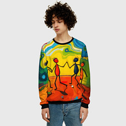 Свитшот мужской Дружба человечков, цвет: 3D-черный — фото 2