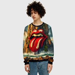 Свитшот мужской Rolling Stones - sea rocks, цвет: 3D-черный — фото 2