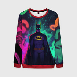 Свитшот мужской Бэтмен красочное небо, цвет: 3D-красный