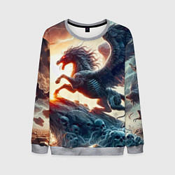 Свитшот мужской Пегас тёмных сил - нейроарт, цвет: 3D-меланж