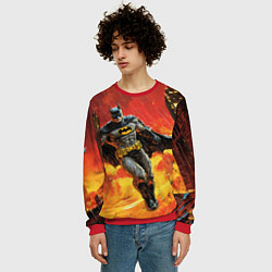 Свитшот мужской Бэтмен застыл в воздухе, цвет: 3D-красный — фото 2