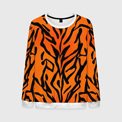 Свитшот мужской Тигровый огненный паттерн, цвет: 3D-белый