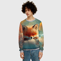 Свитшот мужской Лисенок спит на облаке, цвет: 3D-меланж — фото 2