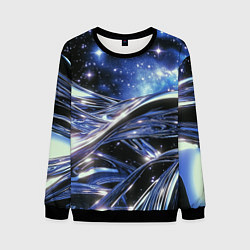 Мужской свитшот Закрученные линии и звезды - космическая абстракци