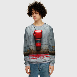 Свитшот мужской Кикбоксеркие перчатки на сером, цвет: 3D-меланж — фото 2