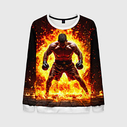 Свитшот мужской Боксер в огне, цвет: 3D-белый