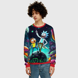 Свитшот мужской Рик и Морти на планете сказочных грибов, цвет: 3D-красный — фото 2