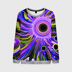 Свитшот мужской Абстрактный неоновый космос - чёрная дыра, цвет: 3D-меланж