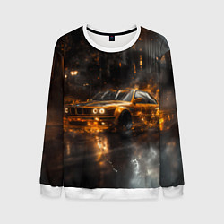 Свитшот мужской Желтый БМВ в огне, цвет: 3D-белый