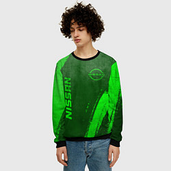 Свитшот мужской Nissan - green gradient вертикально, цвет: 3D-черный — фото 2