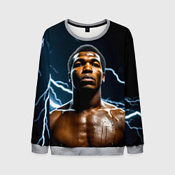 Свитшот мужской Мухаммед Али и молния, цвет: 3D-меланж