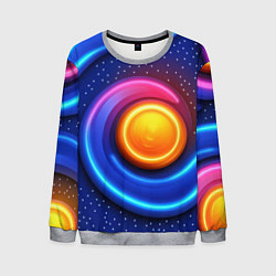 Свитшот мужской Оранжевый круг и голубые линии текстура, цвет: 3D-меланж