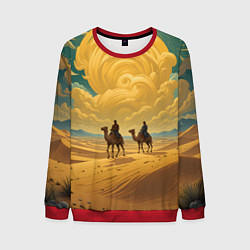 Свитшот мужской В пустыне на верблюдах, цвет: 3D-красный