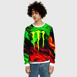 Свитшот мужской Monster energy огонь лого, цвет: 3D-белый — фото 2