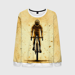 Свитшот мужской Трековый велосипедист на бежевом, цвет: 3D-белый