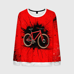 Свитшот мужской Трековый велосипед на красном, цвет: 3D-белый