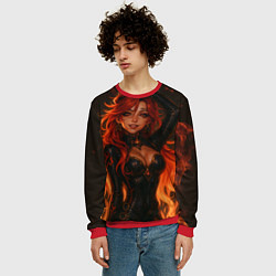 Свитшот мужской Горячая пиро архонт Мавуика - Genshin Impact, цвет: 3D-красный — фото 2