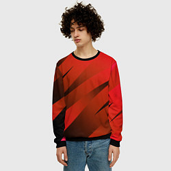 Свитшот мужской Красно-коричневый абстрактные полосы, цвет: 3D-черный — фото 2