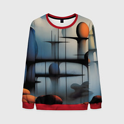 Свитшот мужской Архитектурная абстракция в тумане, цвет: 3D-красный