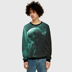 Свитшот мужской Космонавт скелет с зеленым светом, цвет: 3D-черный — фото 2