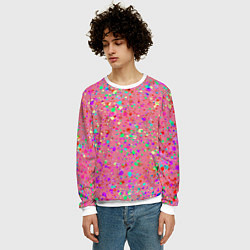 Свитшот мужской Розовый с разноцветными брызгами, цвет: 3D-белый — фото 2