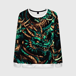 Свитшот мужской Японские драконы ирезуми, цвет: 3D-белый