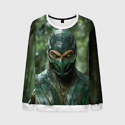 Свитшот мужской Рептилия с зелеными глазами, цвет: 3D-белый