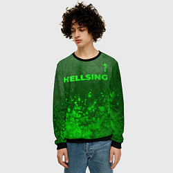 Свитшот мужской Hellsing - green gradient посередине, цвет: 3D-черный — фото 2