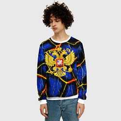 Свитшот мужской Золотой герб РФ и желтые полосы, цвет: 3D-белый — фото 2