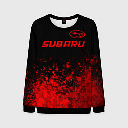 Свитшот мужской Subaru - red gradient посередине, цвет: 3D-черный