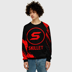 Свитшот мужской Skillet - red gradient, цвет: 3D-черный — фото 2