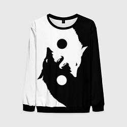 Свитшот мужской Black and white wolfs, цвет: 3D-черный