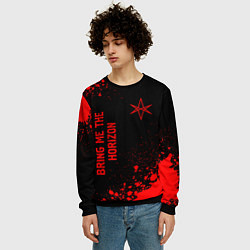 Свитшот мужской Bring Me the Horizon - red gradient вертикально, цвет: 3D-черный — фото 2