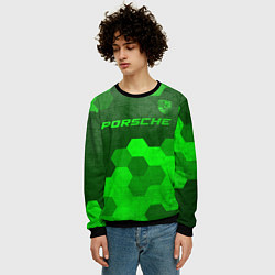 Свитшот мужской Porsche - green gradient посередине, цвет: 3D-черный — фото 2