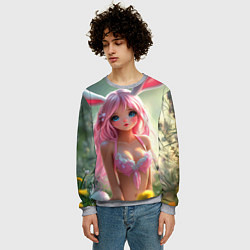 Свитшот мужской Девушка с ушками зайца, цвет: 3D-меланж — фото 2