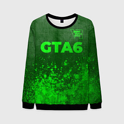 Свитшот мужской GTA6 - green gradient посередине, цвет: 3D-черный