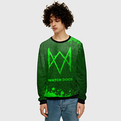 Свитшот мужской Watch Dogs - green gradient, цвет: 3D-черный — фото 2