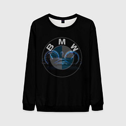 Свитшот мужской BMW спидометр и логотип, цвет: 3D-черный