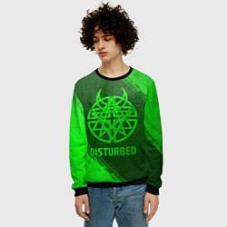 Свитшот мужской Disturbed - green gradient, цвет: 3D-черный — фото 2