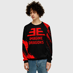 Свитшот мужской Imagine Dragons - red gradient, цвет: 3D-черный — фото 2
