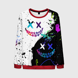 Свитшот мужской Неоновые брызги - жуткие улыбки, цвет: 3D-красный