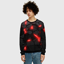 Свитшот мужской Красная неоновая броня, цвет: 3D-черный — фото 2