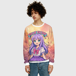 Свитшот мужской Билли Айлиш в аниме стиле, цвет: 3D-белый — фото 2
