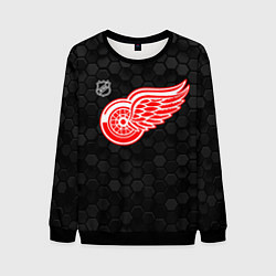 Свитшот мужской Детройт Ред Уингз - черные соты, цвет: 3D-черный