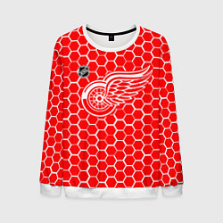 Свитшот мужской Детройт Ред Уингз - красные соты, цвет: 3D-белый