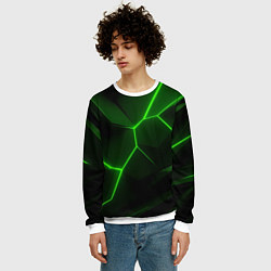 Свитшот мужской Зеленая текстура с неоном, цвет: 3D-белый — фото 2