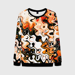 Свитшот мужской Абстракция разлитые краски оранжевый, цвет: 3D-черный